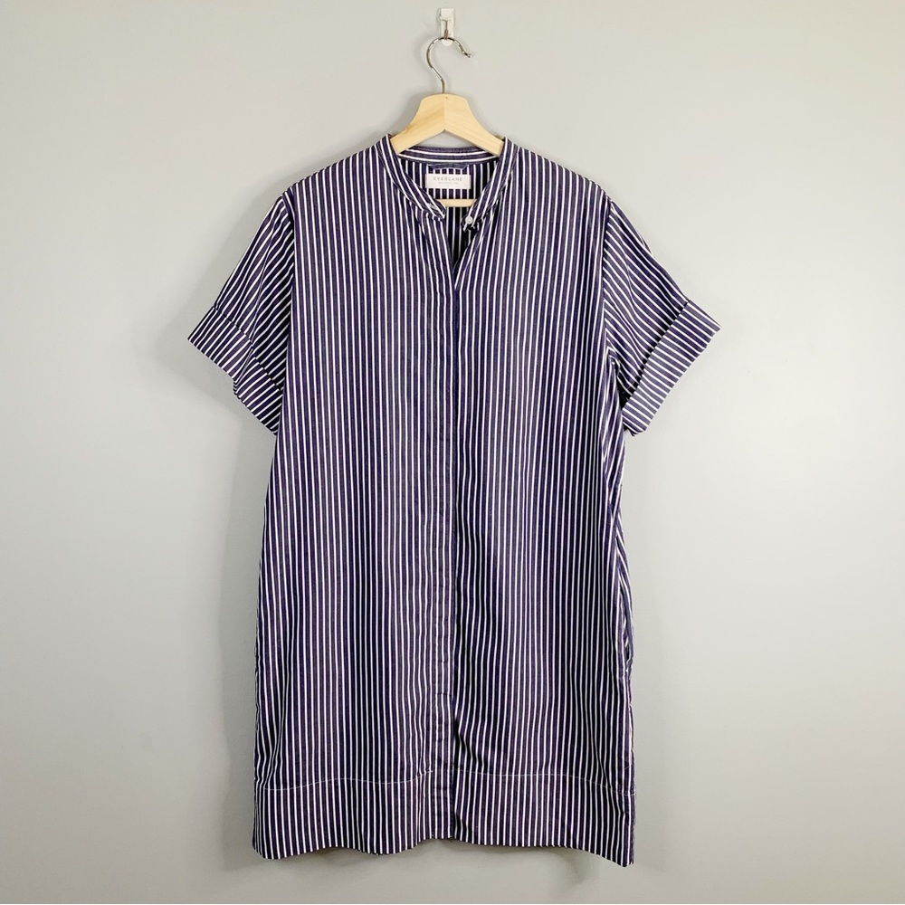 Size 12 Striped Short-Sleeve Dress in Navy and White